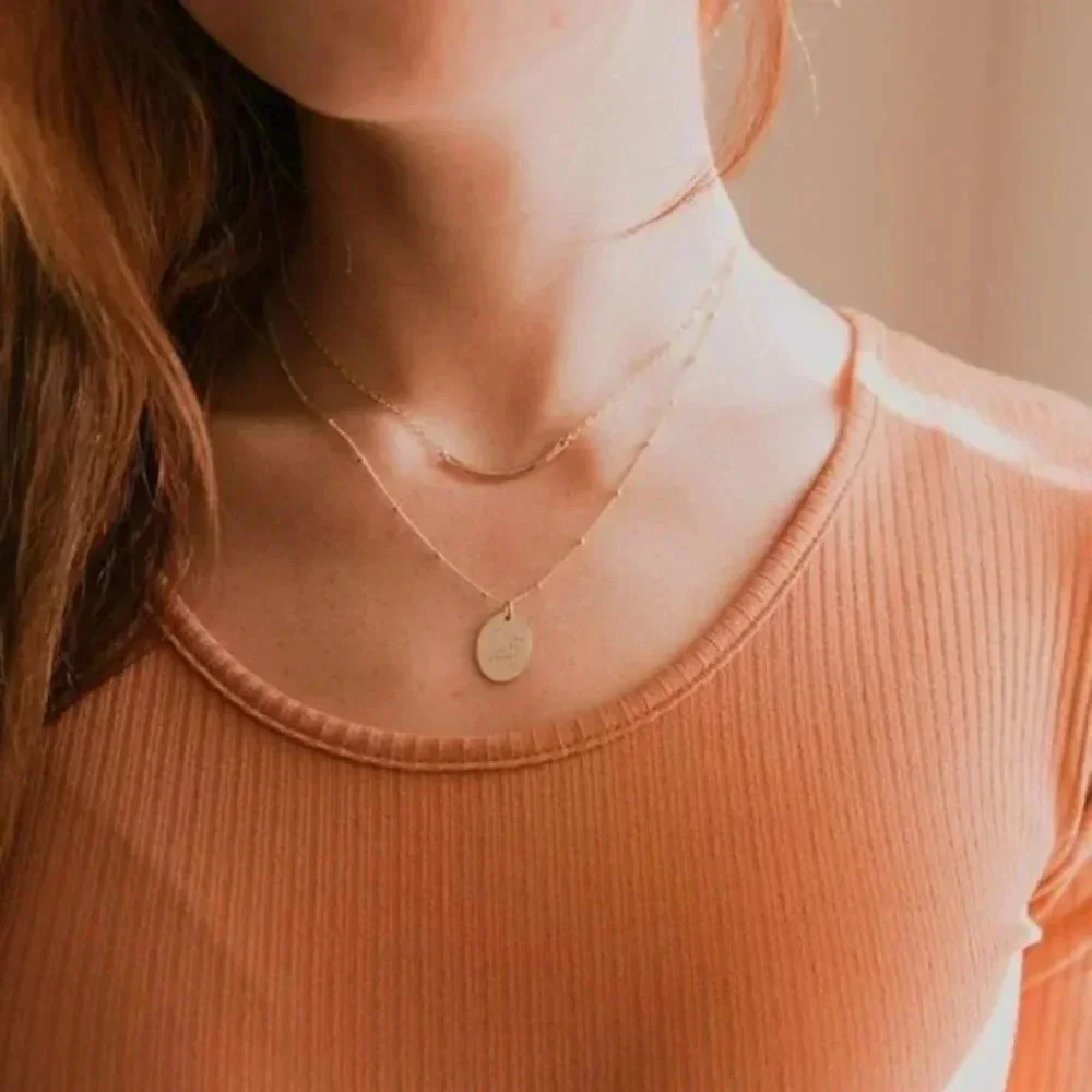 Leo Minimalist Zodiac Charm Oval Disc Necklace